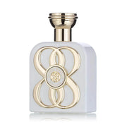 Daren Sammy Eau De Parfum – white and gold designer bottle viewed from the front, showcasing intricate logo design
